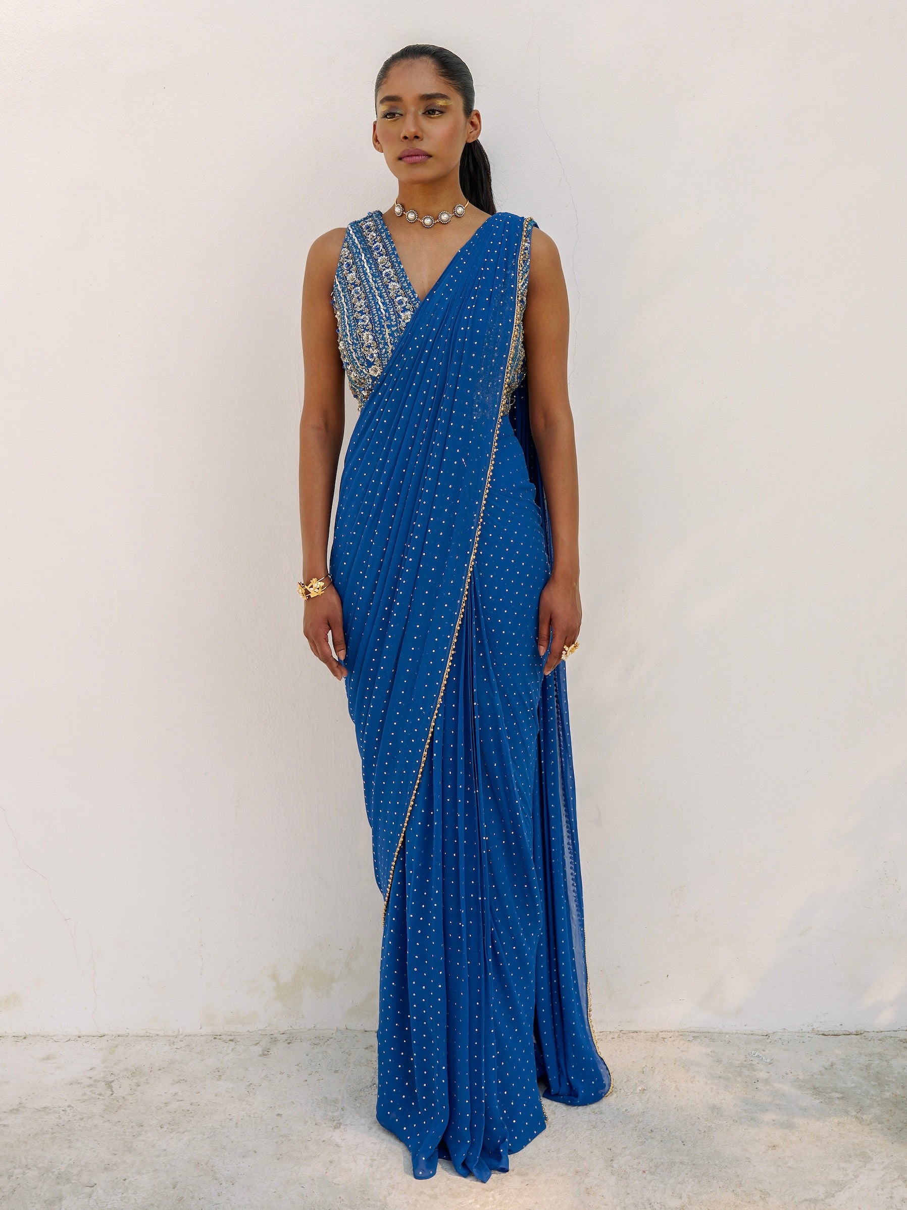 Royal Blue Saree Shape Wear, Saree Petticoat