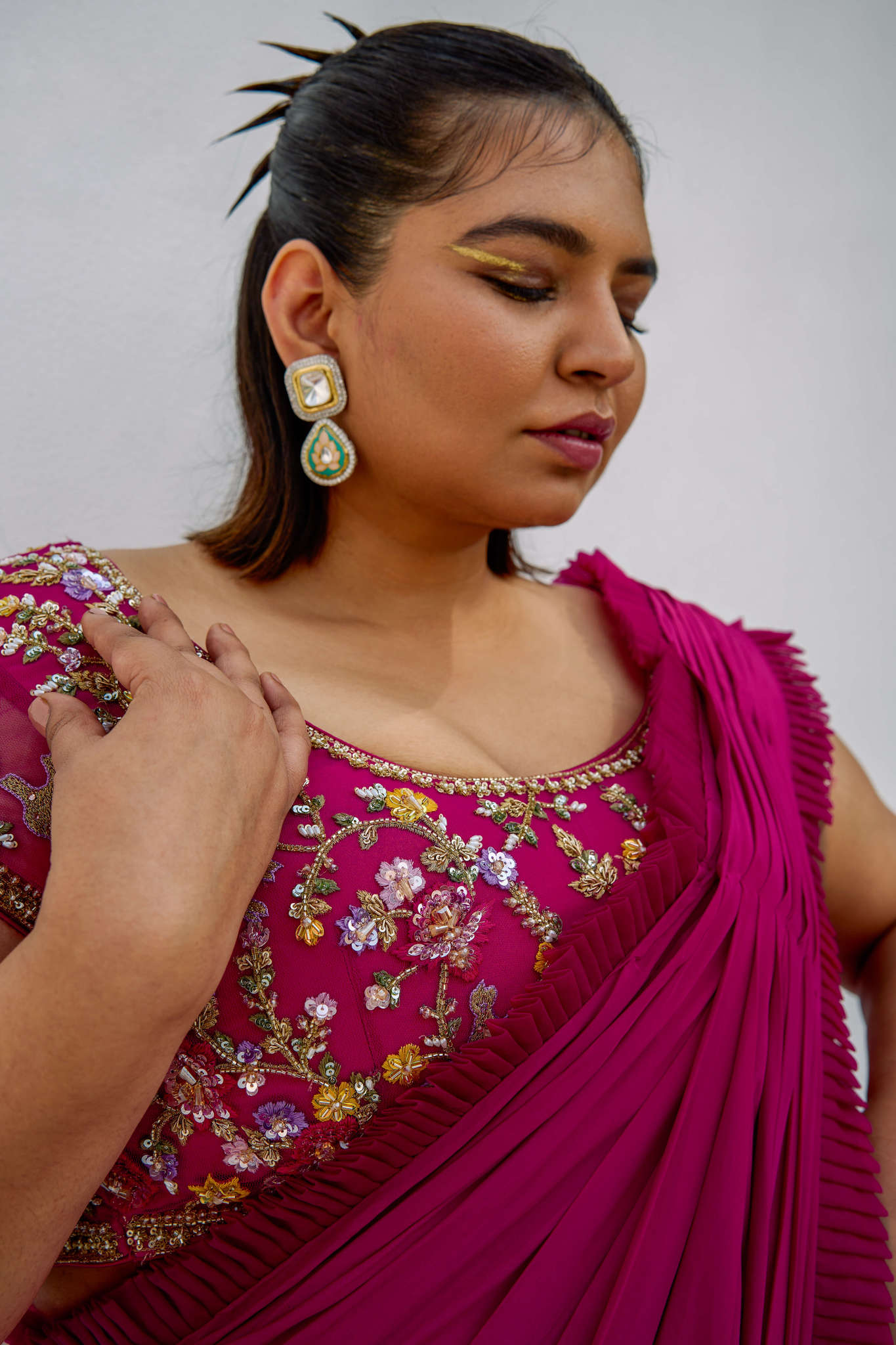 Green Silk Saree With Floral Print Blouse Saree 4786SR05